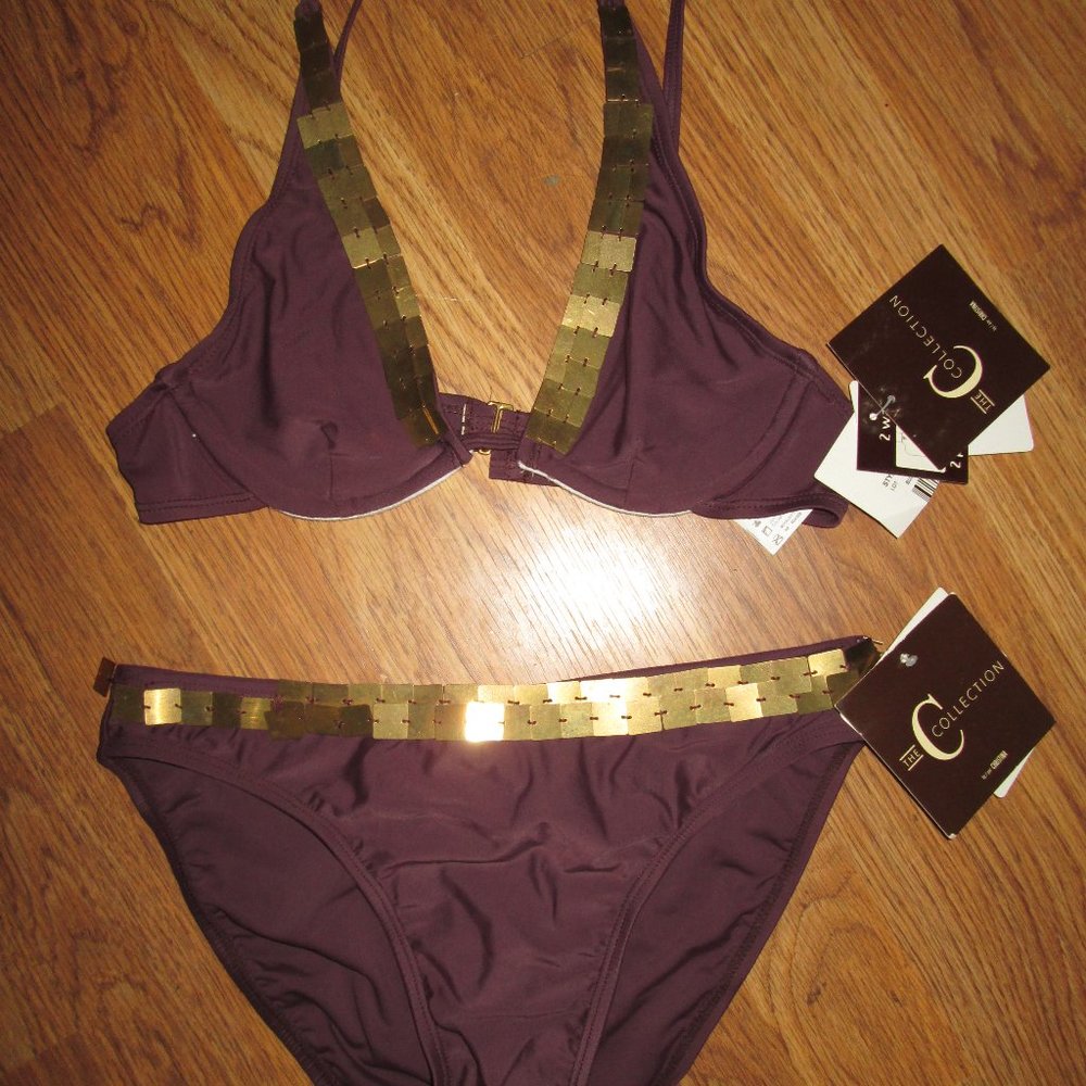 Womens THE C COLLECTION BY CHRISTINA 2 piece bikini swim suit sz 10 NWT